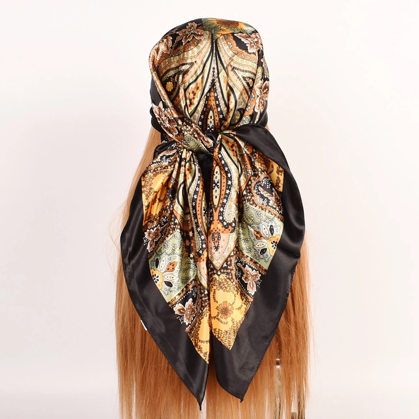 Big Cashew Flower Print Head Scarves Hair Scarf Silk Hair Cashew Square Scarves Neckerchief for Women Girls Hairstyles