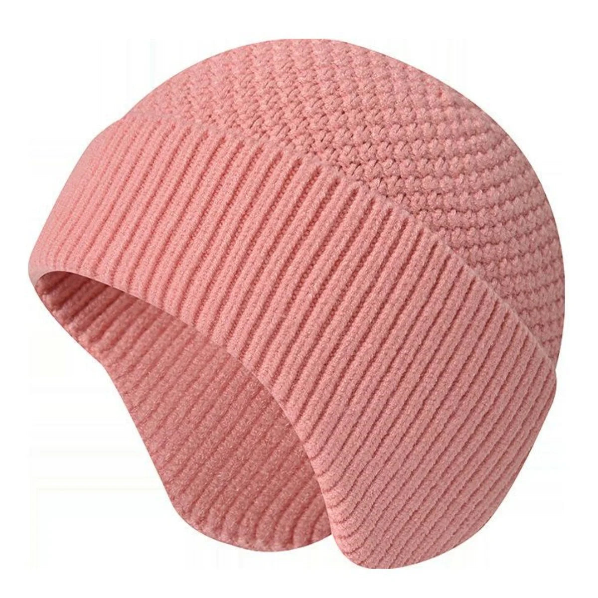 Winter Hats for Men Women with Ear Flaps Cable Knitted Beanie Earflap Hat Warm Windproof Skull Cap Beanie Cap, Pink